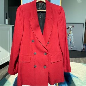 Zara Red Double-Breasted Blazer